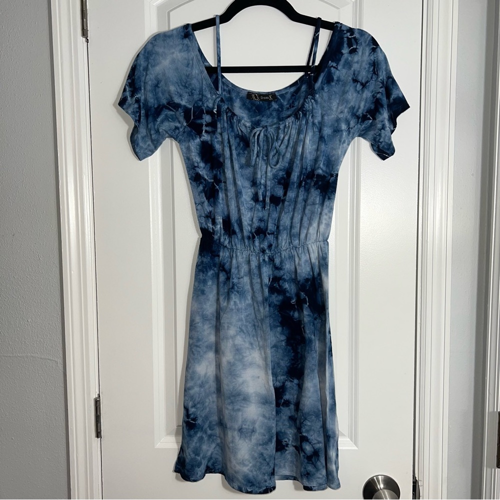Blue and White Marble Midi Sundress